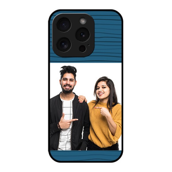 Apple iPhone 15 Pro Custom Glass Phone Case - Blue Pattern Cover Design Apple iPhone 15 Pro Custom Glass Phone Case - Blue Pattern Cover Design