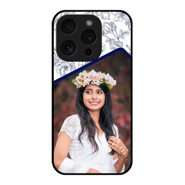 Apple iPhone 15 Pro Custom Glass Phone Case - Classy Floral Design Apple iPhone 15 Pro Custom Glass Phone Case - Classy Floral Design