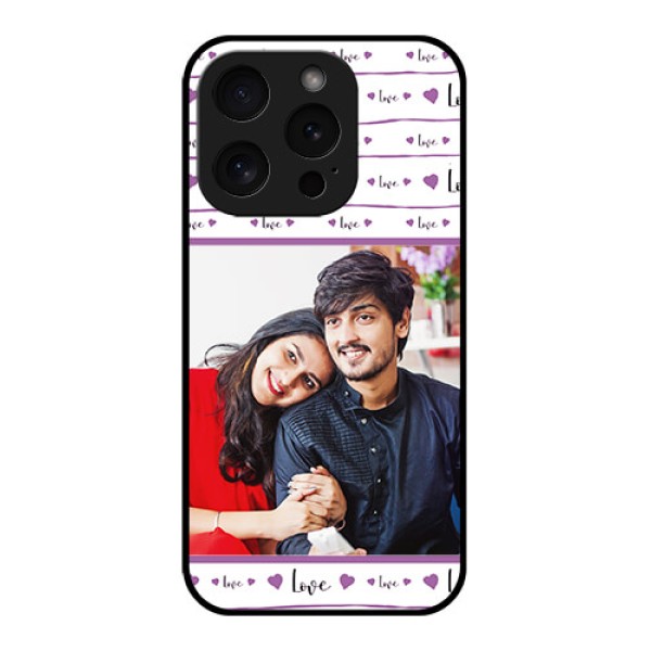 Apple iPhone 15 Pro Custom Glass Phone Case - Couples Heart Design Apple iPhone 15 Pro Custom Glass Phone Case - Couples Heart Design