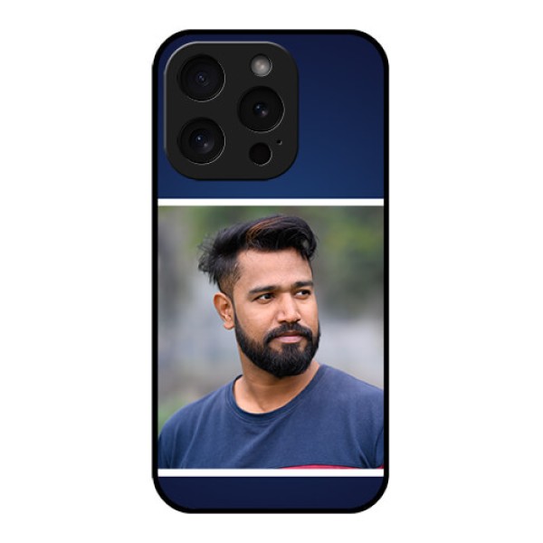 Apple iPhone 15 Pro Custom Glass Phone Case - Simple Royal Blue Design Apple iPhone 15 Pro Custom Glass Phone Case - Simple Royal Blue Design