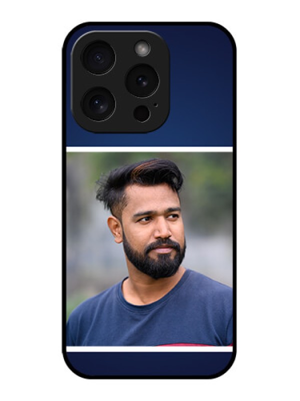 Custom Apple iPhone 15 Pro Custom Glass Phone Case - Simple Royal Blue Design