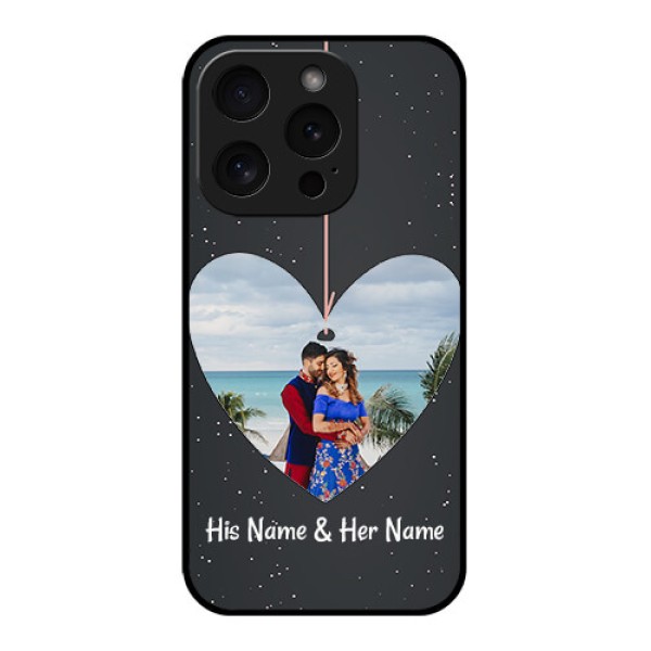 Apple iPhone 15 Pro Custom Glass Phone Case - Hanging Heart Design Apple iPhone 15 Pro Custom Glass Phone Case - Hanging Heart Design