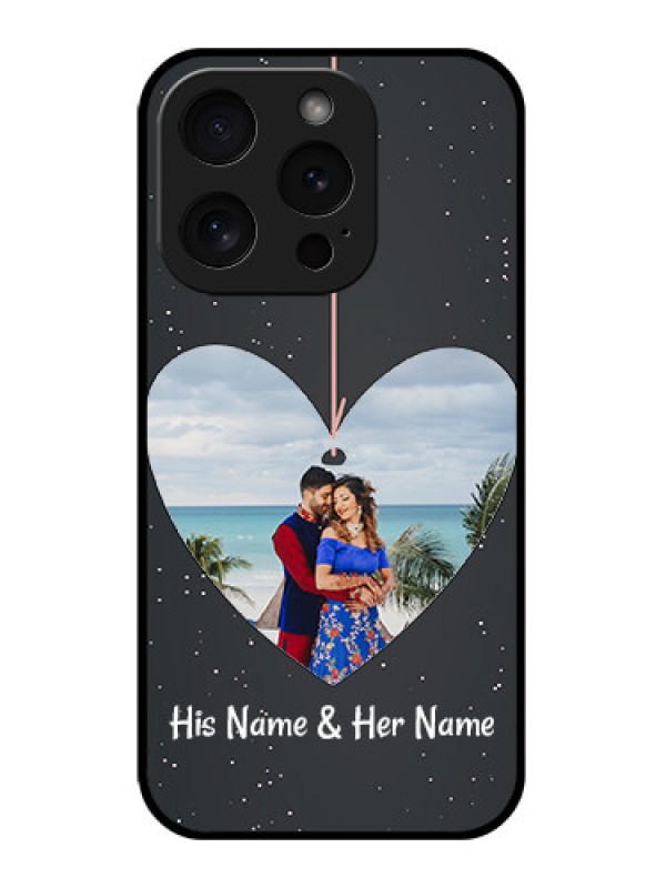 Custom Apple iPhone 15 Pro Custom Glass Phone Case - Hanging Heart Design