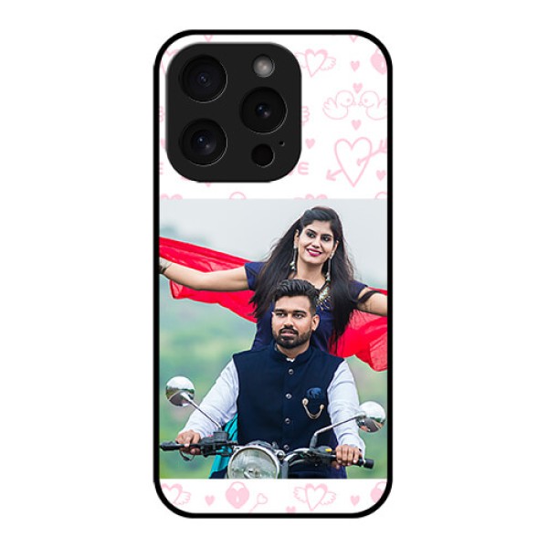 Apple iPhone 15 Pro Custom Glass Phone Case - Pink Flying Heart Design Apple iPhone 15 Pro Custom Glass Phone Case - Pink Flying Heart Design