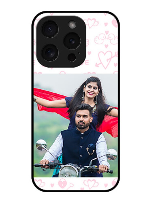 Custom Apple iPhone 15 Pro Custom Glass Phone Case - Pink Flying Heart Design