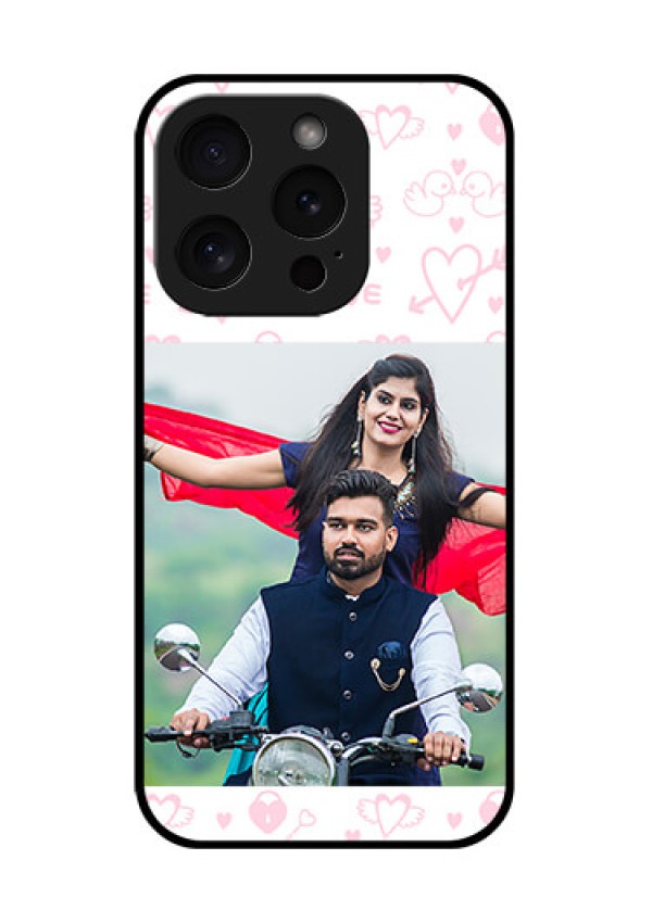Apple iPhone 15 Pro Custom Glass Phone Case - Pink Flying Heart Design