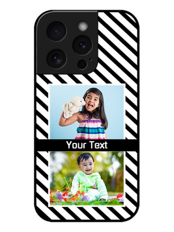 Custom Apple iPhone 15 Pro Custom Glass Phone Case - Black And White Stripes Design