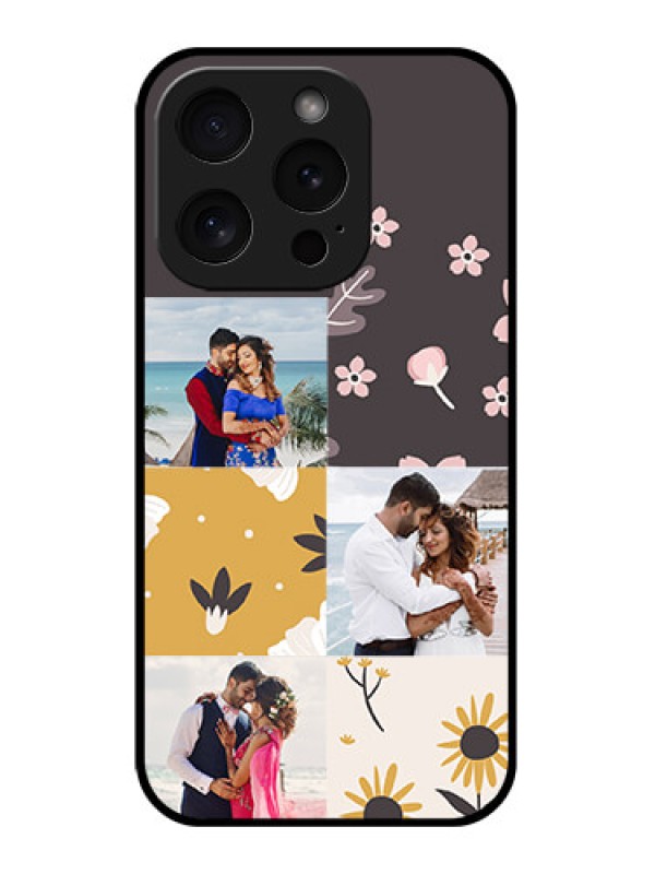 Custom Apple iPhone 15 Pro Custom Glass Phone Case - 3 Images With Floral Design