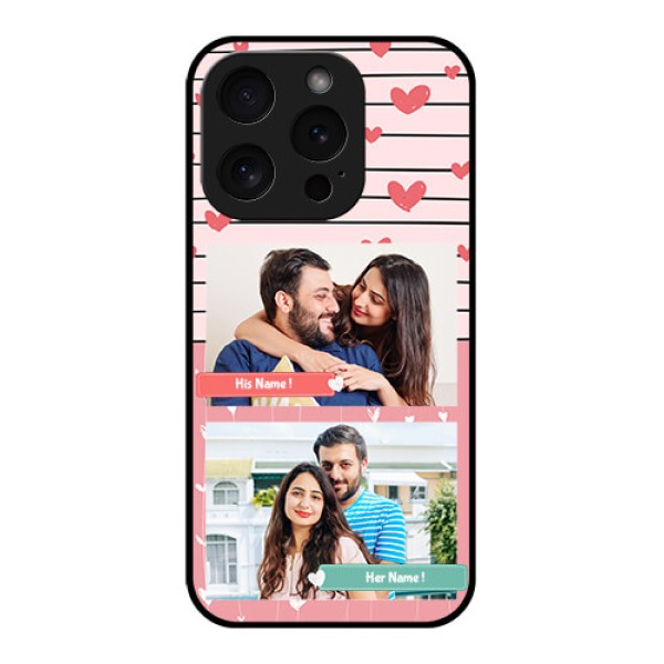 Apple iPhone 15 Pro Custom Glass Phone Case - Photo With Heart Design Apple iPhone 15 Pro Custom Glass Phone Case - Photo With Heart Design