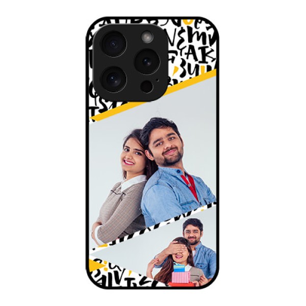 Apple iPhone 15 Pro Custom Glass Phone Case - Letters Pattern Design