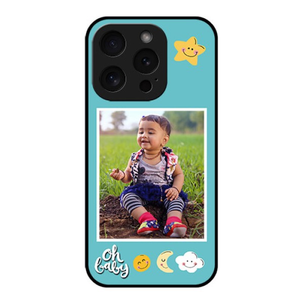 Apple iPhone 15 Pro Custom Glass Phone Case - Smiley Kids Stars Design Apple iPhone 15 Pro Custom Glass Phone Case - Smiley Kids Stars Design