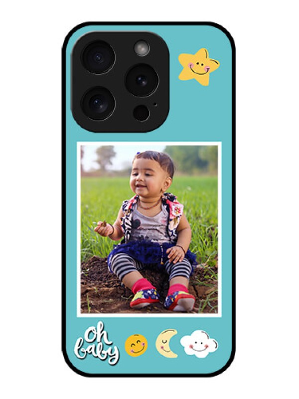 Custom Apple iPhone 15 Pro Custom Glass Phone Case - Smiley Kids Stars Design