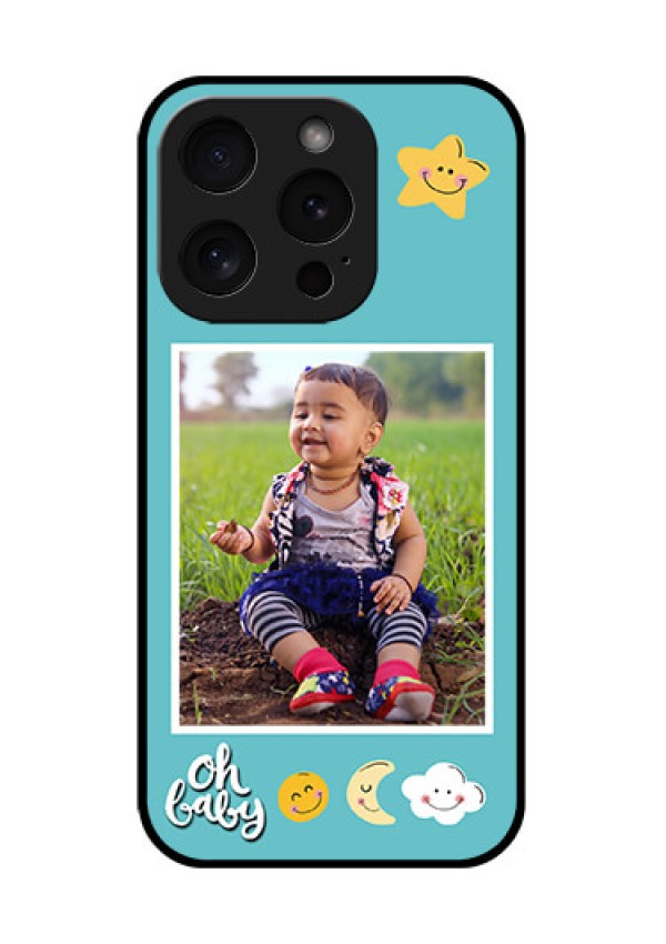 Apple iPhone 15 Pro Custom Glass Phone Case - Smiley Kids Stars Design