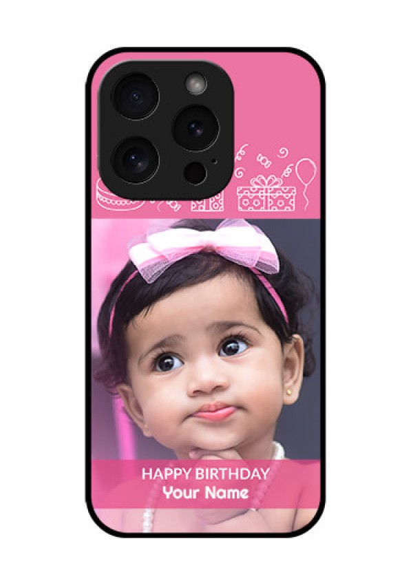 Apple iPhone 15 Pro Custom Glass Phone Case - With Birthday Line Art Design