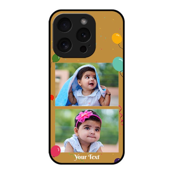 Apple iPhone 15 Pro Custom Glass Phone Case - Image Holder With Birthday Celebrations Design Apple iPhone 15 Pro Custom Glass Phone Case - Image Holder With Birthday Celebrations Design
