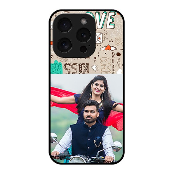 Apple iPhone 15 Pro Custom Glass Phone Case - Love Doodle Pattern