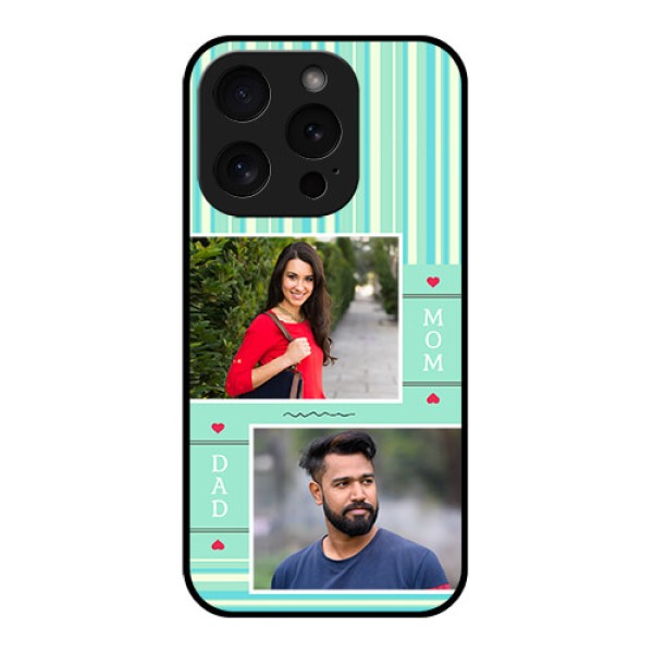 Apple iPhone 15 Pro Custom Glass Phone Case - Mom & Dad Pic Design