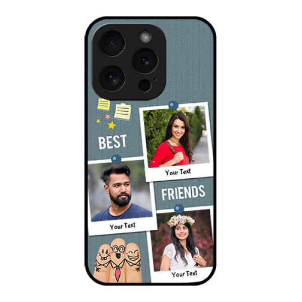 Apple iPhone 15 Pro Custom Glass Phone Case - Sticky Frames And Friendship Design Apple iPhone 15 Pro Custom Glass Phone Case - Sticky Frames And Friendship Design