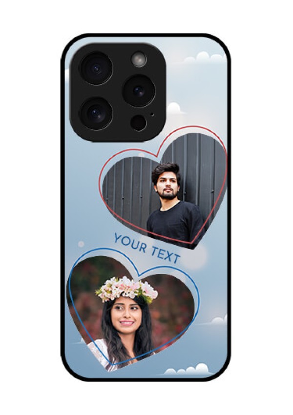Apple iPhone 15 Pro Custom Glass Phone Case - Blue Color Couple Design