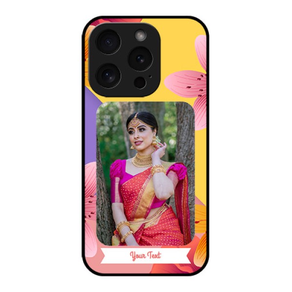 Apple iPhone 15 Pro Custom Glass Phone Case - 3 Image With Vintage Floral Design