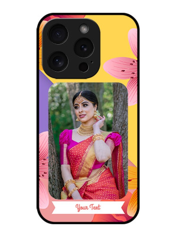 Custom Apple iPhone 15 Pro Custom Glass Phone Case - 3 Image With Vintage Floral Design