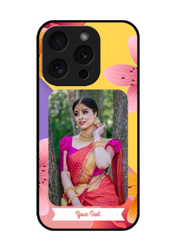 Apple iPhone 15 Pro Custom Glass Phone Case - 3 Image With Vintage Floral Design