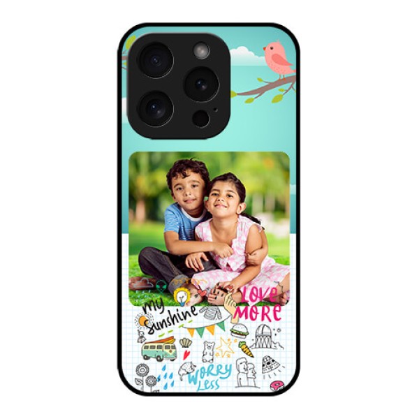 Apple iPhone 15 Pro Custom Glass Phone Case - Doodle Love Design