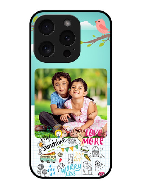 Custom Apple iPhone 15 Pro Custom Glass Phone Case - Doodle Love Design