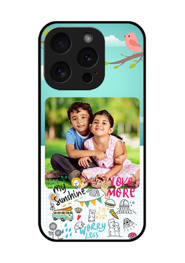 Apple iPhone 15 Pro Custom Glass Phone Case - Doodle Love Design