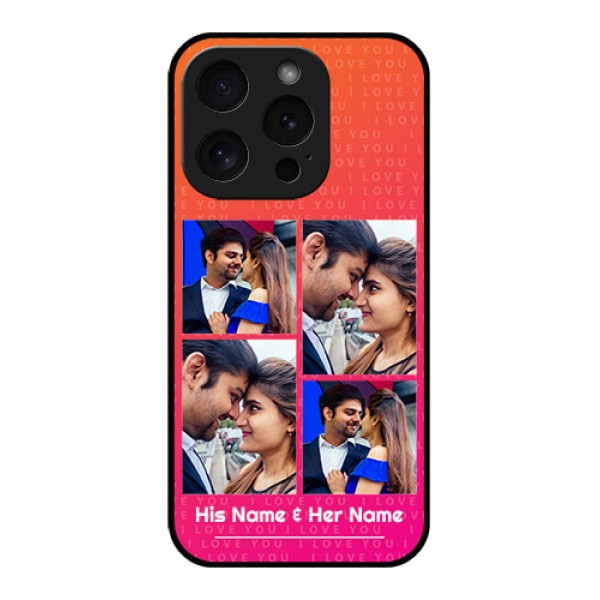 Apple iPhone 15 Pro Custom Glass Phone Case - I Love You Pink Design