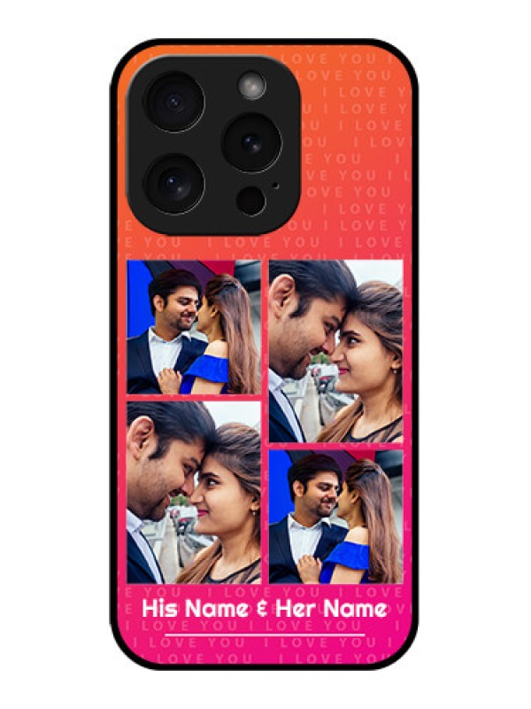 Custom Apple iPhone 15 Pro Custom Glass Phone Case - I Love You Pink Design