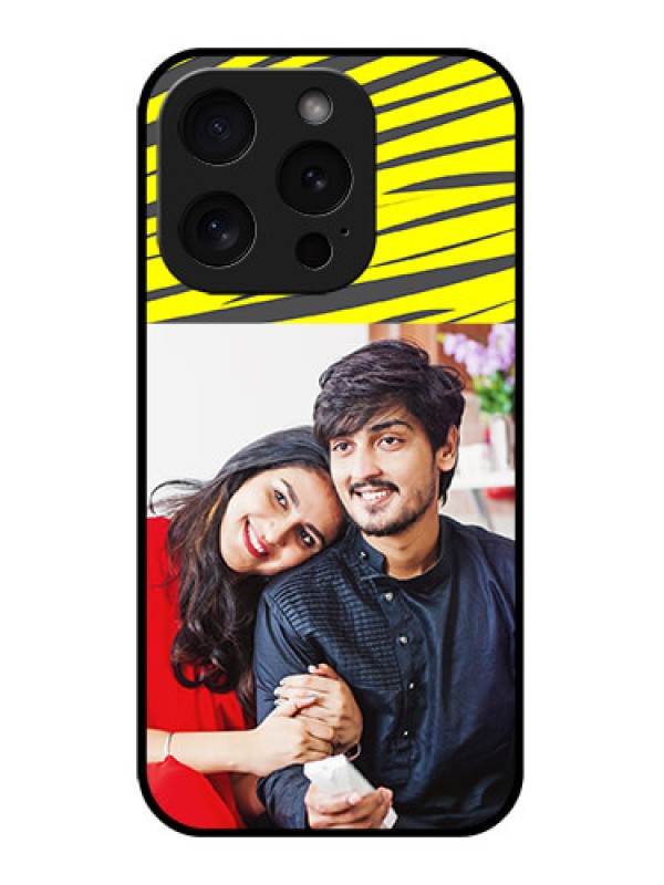 Custom Apple iPhone 15 Pro Custom Glass Phone Case - Yellow Abstract Design