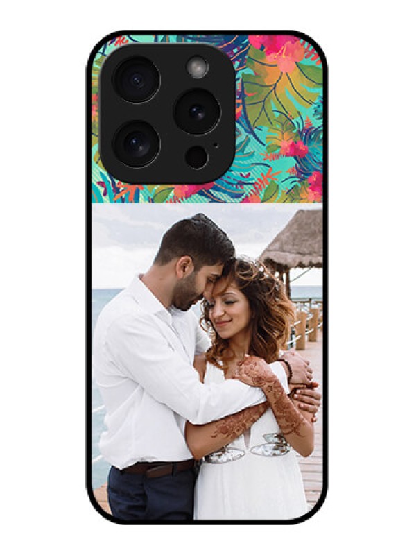 Custom Apple iPhone 15 Pro Custom Glass Phone Case - Watercolor Floral Design