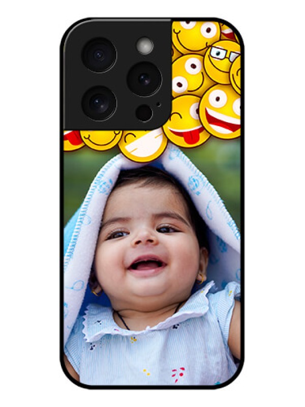 Custom Apple iPhone 15 Pro Custom Glass Phone Case - With Smiley Emoji Design