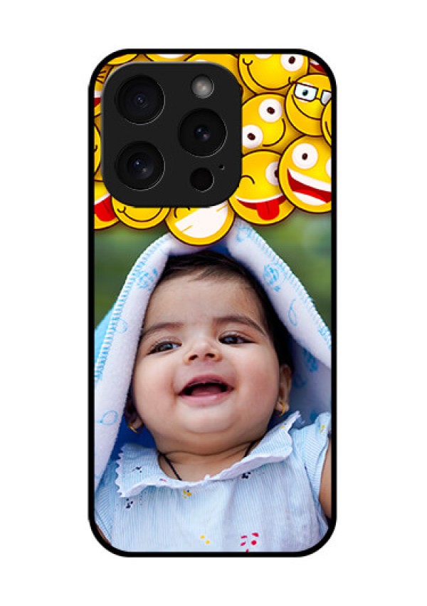 Apple iPhone 15 Pro Custom Glass Phone Case - With Smiley Emoji Design