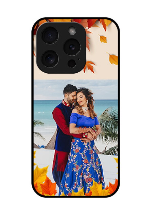 Apple iPhone 15 Pro Custom Glass Phone Case - Autumn Maple Leaves Design