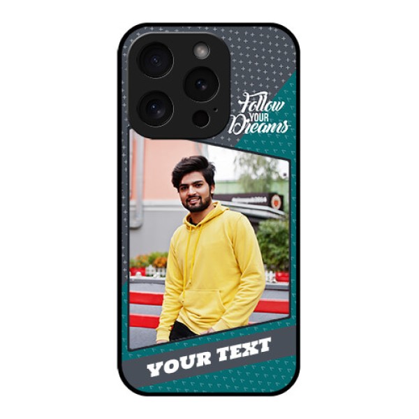 Apple iPhone 15 Pro Custom Glass Phone Case - Background Pattern Design With Quote Apple iPhone 15 Pro Custom Glass Phone Case - Background Pattern Design With Quote