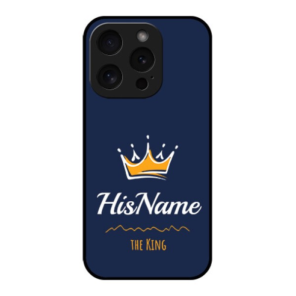 Apple iPhone 15 Pro Custom Glass Phone Case - King With Name Design Apple iPhone 15 Pro Custom Glass Phone Case - King With Name Design