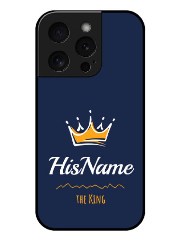 Custom Apple iPhone 15 Pro Custom Glass Phone Case - King With Name Design