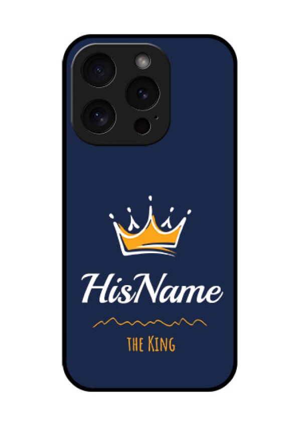 Apple iPhone 15 Pro Custom Glass Phone Case - King With Name Design