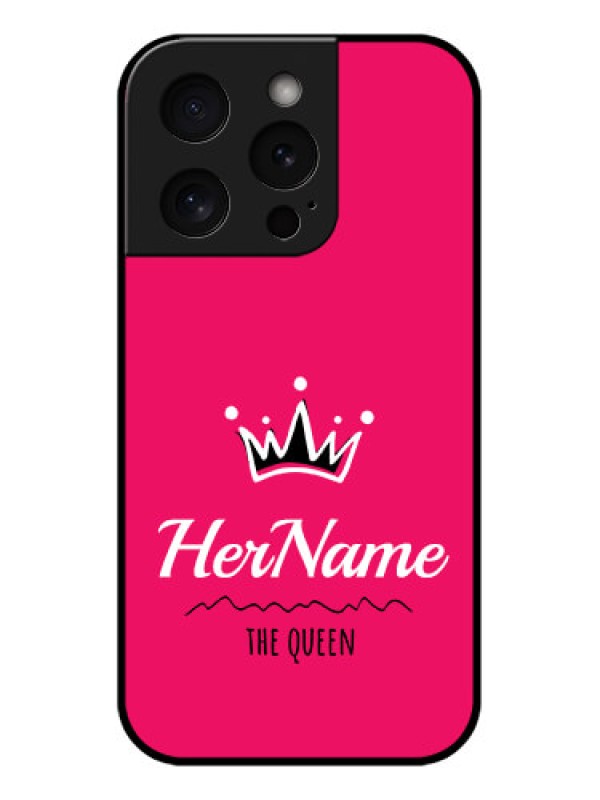Custom Apple iPhone 15 Pro Custom Glass Phone Case - Queen With Name Design
