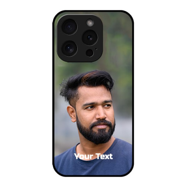 Apple iPhone 15 Pro Custom Glass Phone Case - Photo With Text Design