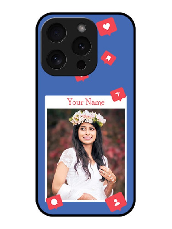 Custom Apple iPhone 15 Pro Custom Glass Phone Case - Like Share And Comment Design