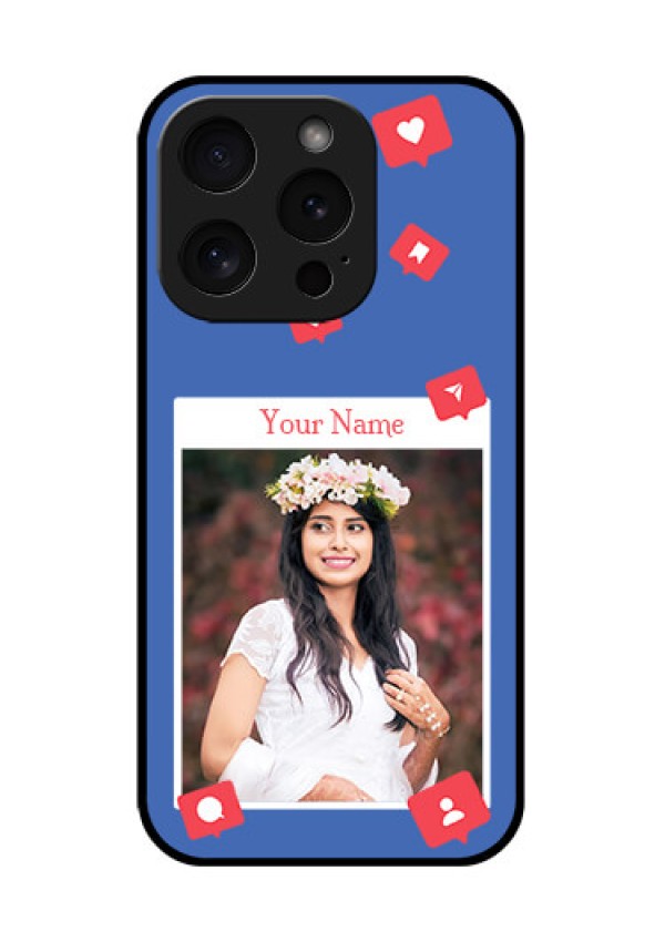 Apple iPhone 15 Pro Custom Glass Phone Case - Like Share And Comment Design