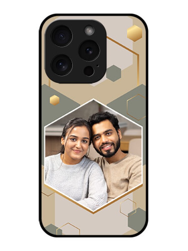Custom Apple iPhone 15 Pro Custom Glass Phone Case - Stylish Hexagon Pattern Design