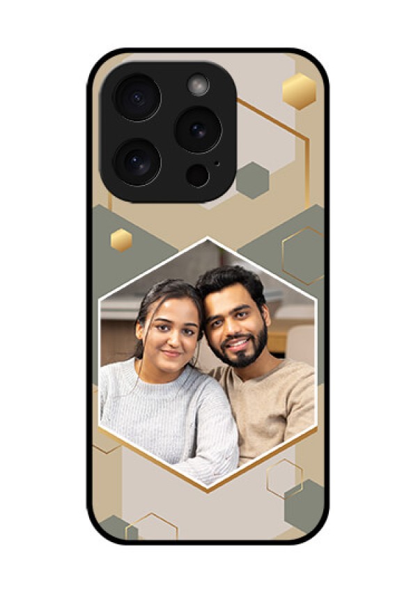 Apple iPhone 15 Pro Custom Glass Phone Case - Stylish Hexagon Pattern Design