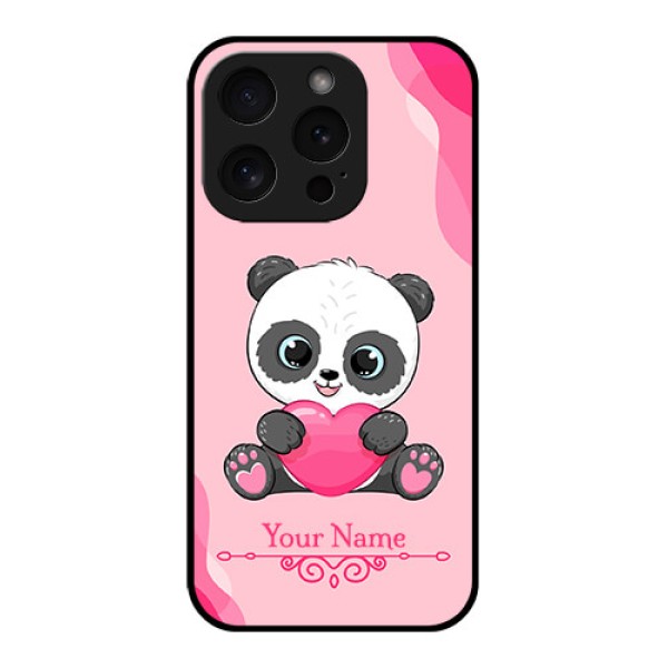 Apple iPhone 15 Pro Custom Glass Phone Case - Cute Panda Design Apple iPhone 15 Pro Custom Glass Phone Case - Cute Panda Design