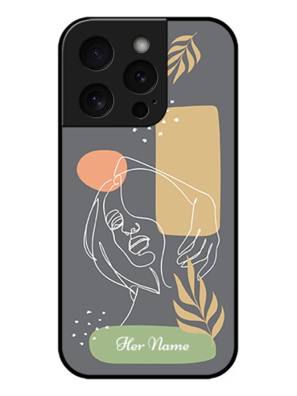 Custom Apple iPhone 15 Pro Custom Glass Phone Case - Gazing Woman Line Art Design
