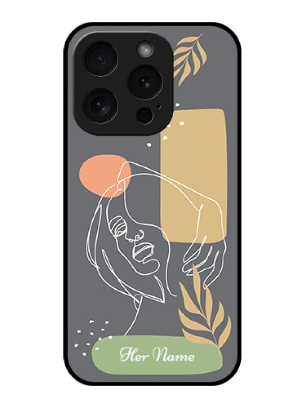 Custom Apple iPhone 15 Pro Custom Glass Phone Case - Gazing Woman Line Art Design
