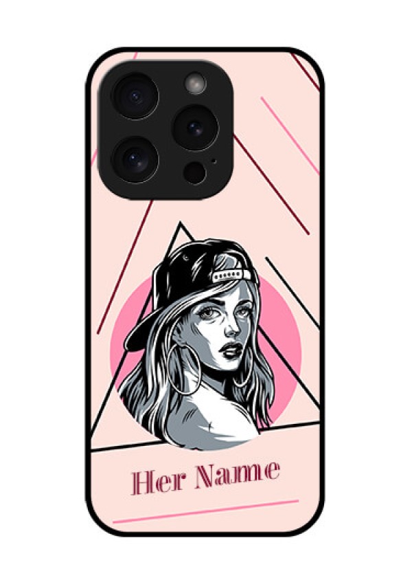 Apple iPhone 15 Pro Custom Glass Phone Case - Rockstar Girl Design